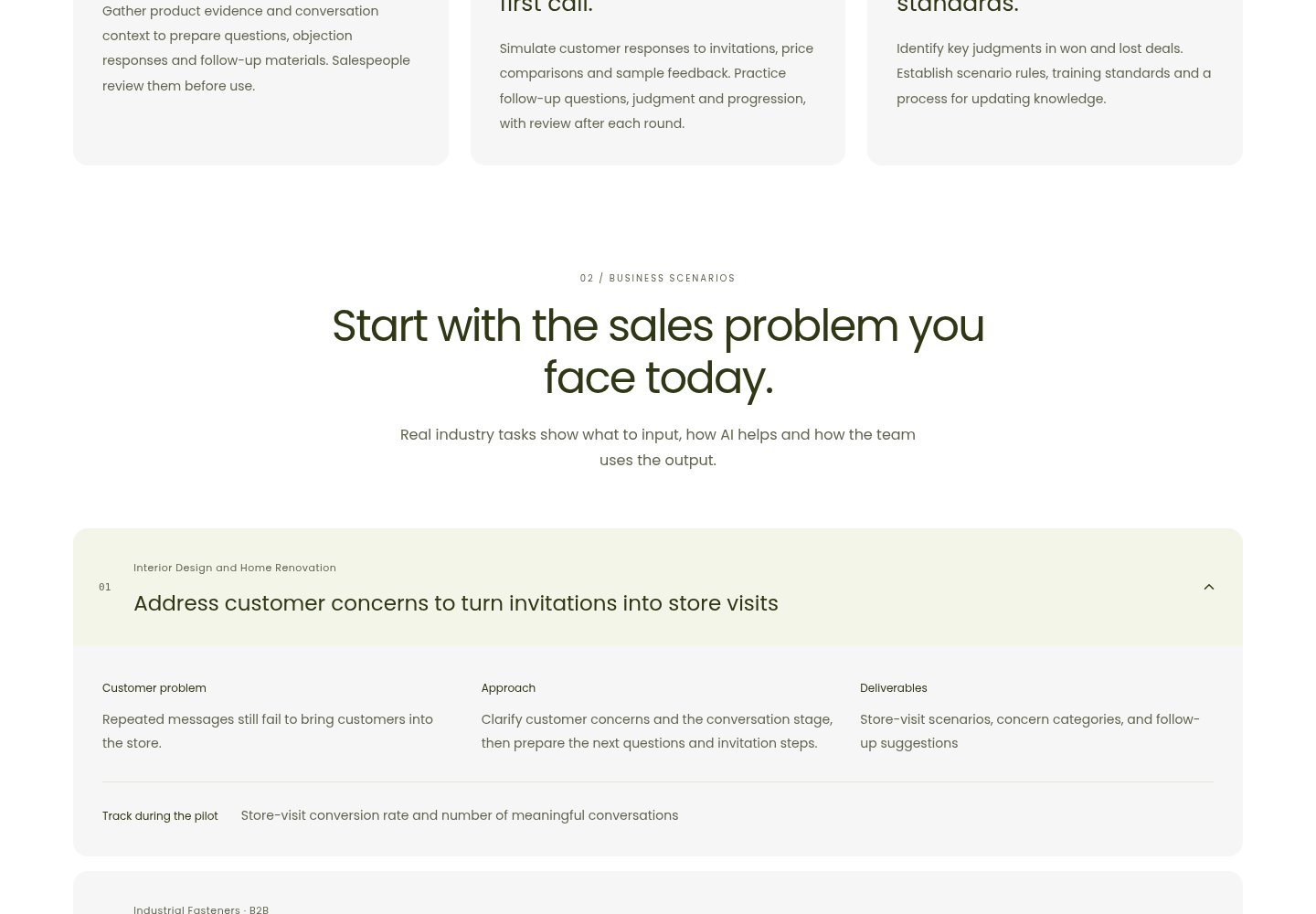 FDE English AI sales scenarios page